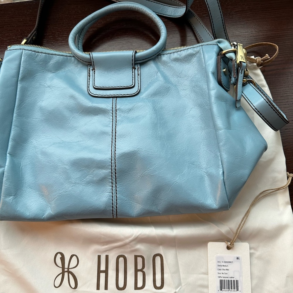 EUC Hobobags Leather Sheila Medium Blue Mist